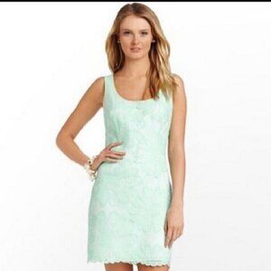 Lilly Pulitzer Dress Sandbar Blue Lonnie Iridescent Daisy Lace Dress, 2